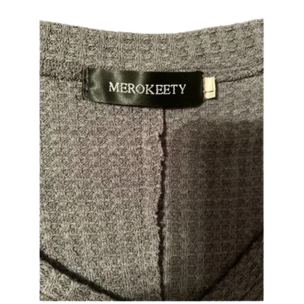 Merokeety Gray Thermal And  Lace Long Sleeve Tunic Top Size Large - Picture 8 of 9